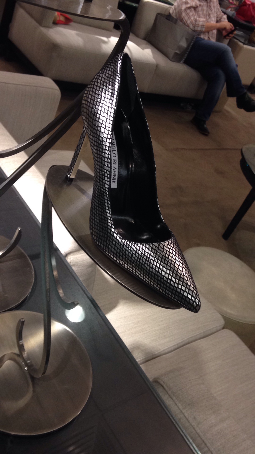 Manolo Blahnik Gunmetal textured leather