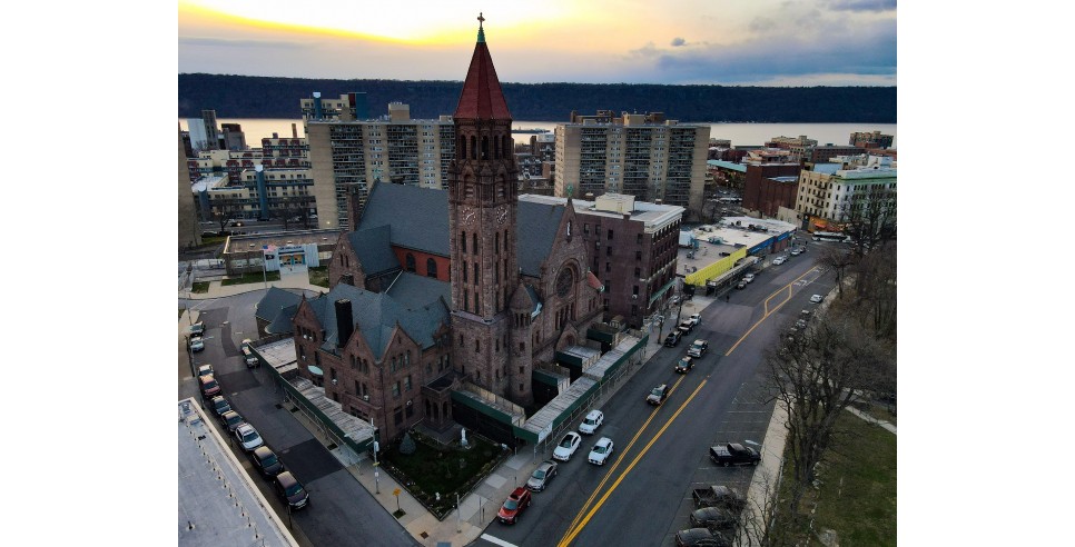 Aerial image of St. Mary’s Church by Gary Lockett, Mosconi Photography